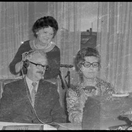 Tauranga's town clerk getting his hearing tested by tutors of the NZ League for the Hard of Hearing.