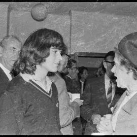 Mrs Kirk speaking with Tauranga Boys' College head boy James Stewart.