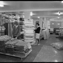 Retailing. Bedding and household linen are in large supply at the new Farmers store.