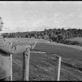Mr Tom Barnett looks across pasture he helped create from native forest south of Te Puke before World War One.