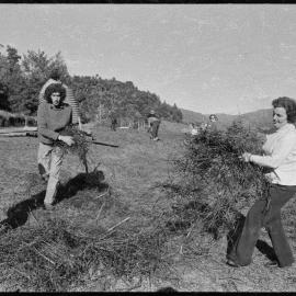 Mildred Coursey, founder of the Farm at Tamata a Taihuka, pitching in with the land clearing.