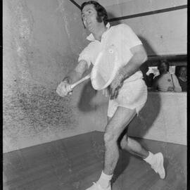 Squash. Top Tauranga player Bruce Milburn competing at an invitation tournament.