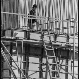 Close-up of reinforcing steel on partially completed sewage pumping station being built at Tauranga City Council's Judea depot.