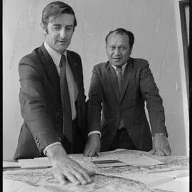 Secretary and Chairman of the Tauranga Maori Executive committee examining new classifications for the Tauranga Harbour.