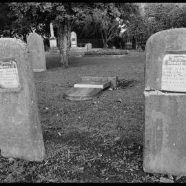 Vandalised headstones at the Mission Cemetery.