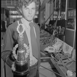 Display of rowing trophies and equipment in the Tauranga BNZ.