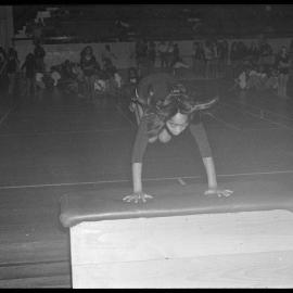 Jumping over the "horse" at a Western Bay gymnastics competition.