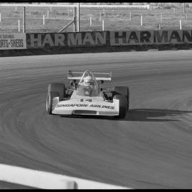 Motor racing. Graeme Lawrence performing suspension tests at Bay Park Raceway.
