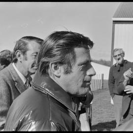 Minister of Forests Mr C. Moyle arriving at Kaimai School (?).