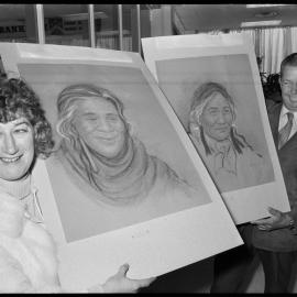 Miss Kristin Zambucka donating two of her portraits of Māori women to the Tauranga District Museum Committee.