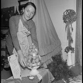 Mrs Helen Homer, owner of the winning shop in the 1973 Orange Festival window dressing competition.