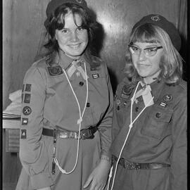 Mount News. Jan Pratt (right) of the Arataki-Matapihi Guide unit with an unidentified fellow award recipient.