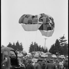 Parachuting demonstration for Saturday's Orange Festival gala day at the Bay of Plenty racecourse.