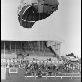 Parachuting demonstration for Saturday's Orange Festival gala day at the Bay of Plenty racecourse.