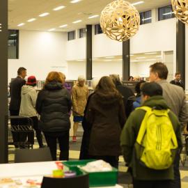 Early morning scenes during library opening