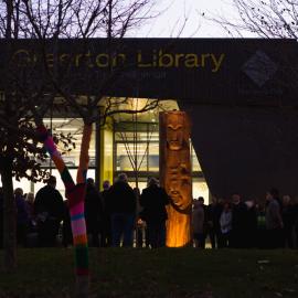 Early morning scenes during library opening