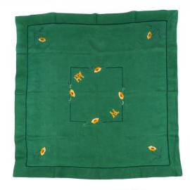 Tablecloth appliquéd with poppies and monogram