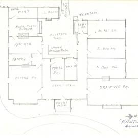 Floor plan of Kelston Homestead by Max Yerex in 1975