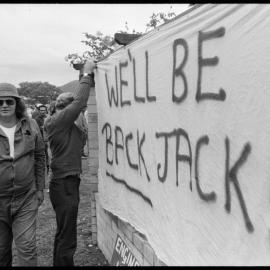 Protestors in Kawerau