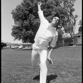 Wayne Graham practices bowling