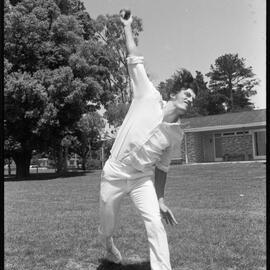 Wayne Graham practices bowling