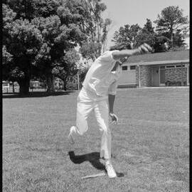 Wayne Graham practices bowling