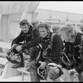 Firemen aboard the MV Star Castor