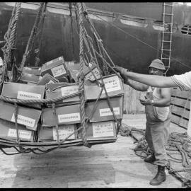 Unloading ship's explosives