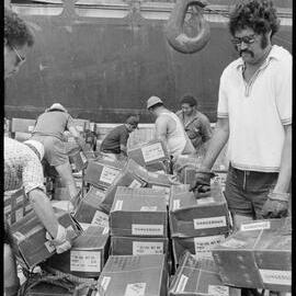 Unloading ship's explosives