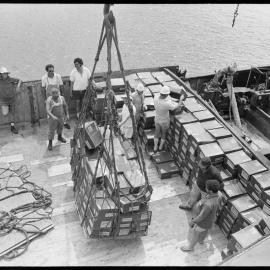Unloading ship's explosives