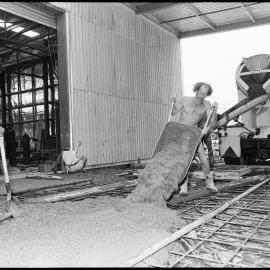 Workers on new goods shed - Te Puke