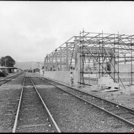 Workers on new goods shed - Te Puke