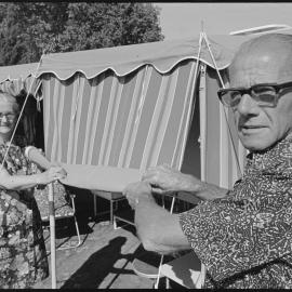 Mr and Mrs Burrell with their tent