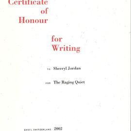Certificate for The Raging Quiet, 2002