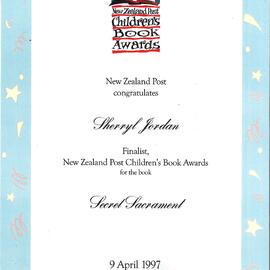 Certificate for Secret Sacrament, Apr 1997