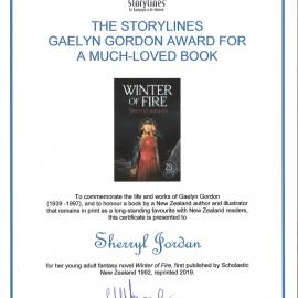 Certificate for Winter of Fire, Apr 2022