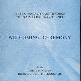 Welcoming ceremony programme for the first official train through the Kaimai Railway Tunnel