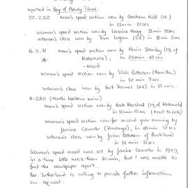 Photocopied notes on Tauranga Harbour Swim