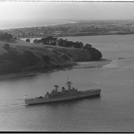H.M.N.Z.S Waikato coming into Tauranga, 1982