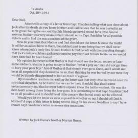 1941 10 18  Murray Hume's letter to Neil Hume re Jock