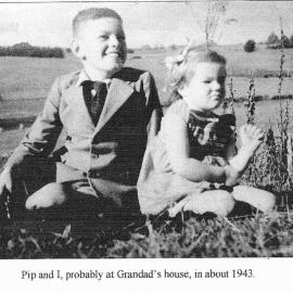 Pip and I, probably at Grandad's house, c. 1943-copy off paper