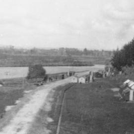 Camp for workers, Wairoa river railway bridge