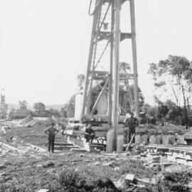 Pile driver, Wairoa river railway bridge