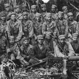 New Zealand soldiers with machine guns at Velalavela, Soloman Islands