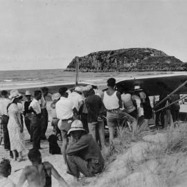 Plane on Ocean Beach c. 1930s