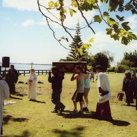 Bishop Pompallier on Tākitimu waka