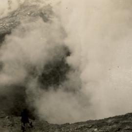 Man near  crater of White Island 1920s