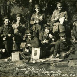 C and D Coy officers at smoko 1915