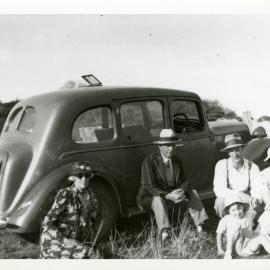 Picnic with Austin car circa 1940s