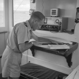 Pilot boat and ships at Mount Maunganui, 1959